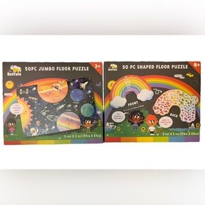 Little Buffalo 50 Pieces Jumbo Space and Rainbow Shaped Floor Puzzles